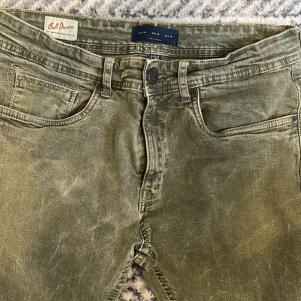 BUNDLE Zara army green & Forever 21 Men Khaki distressed denim - Picture 7 of 10